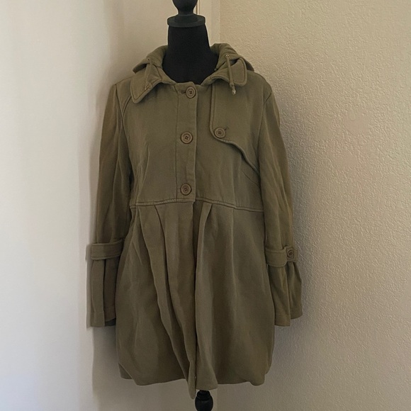 Xhilaration Olive Trench Coat with Hood - Picture 1 of 10